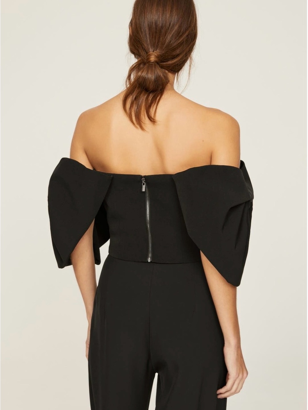 Toccin~Off-Shoulder~Bow-Sleeved Black Crop Top~Size 4~$395~ - Picture 2 of 8
